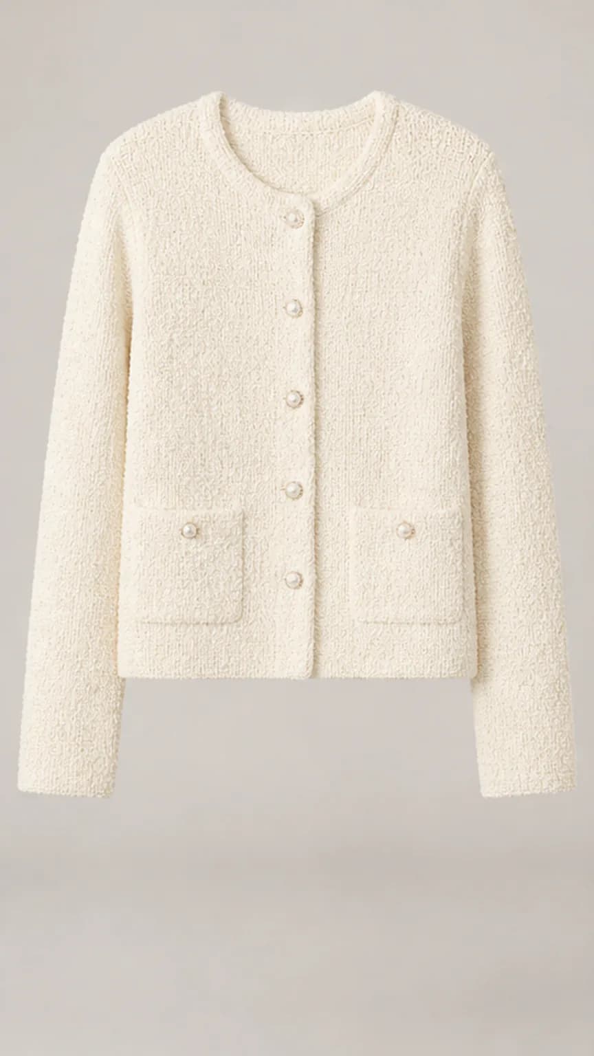 Cream boucle cardigan clothing image