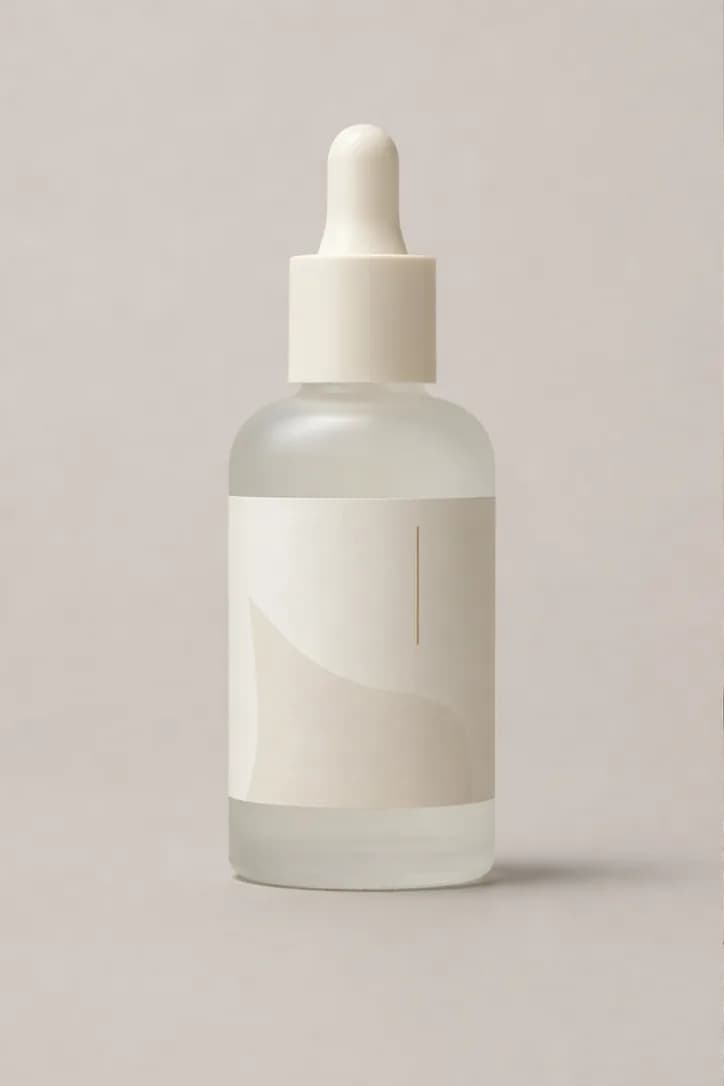 Skincare serum product on a plain background