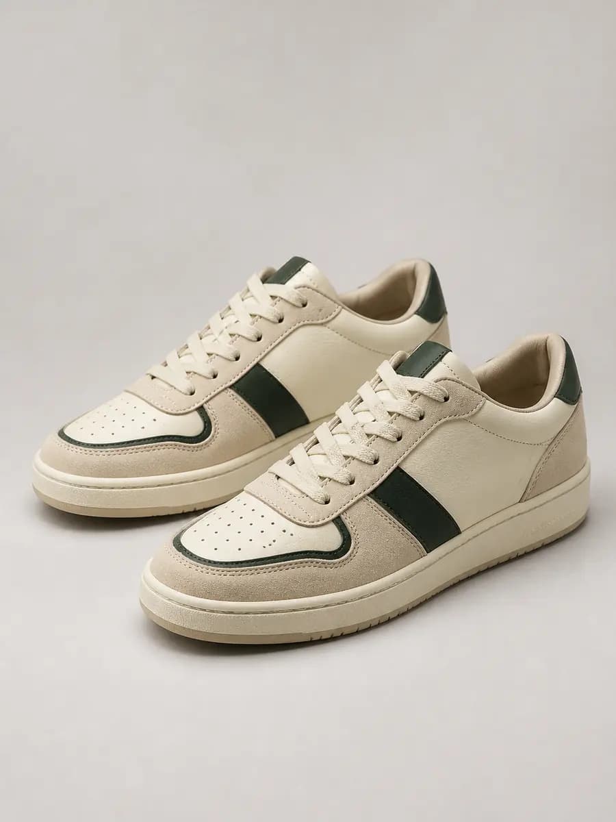 Cream and forest-green sneaker product image